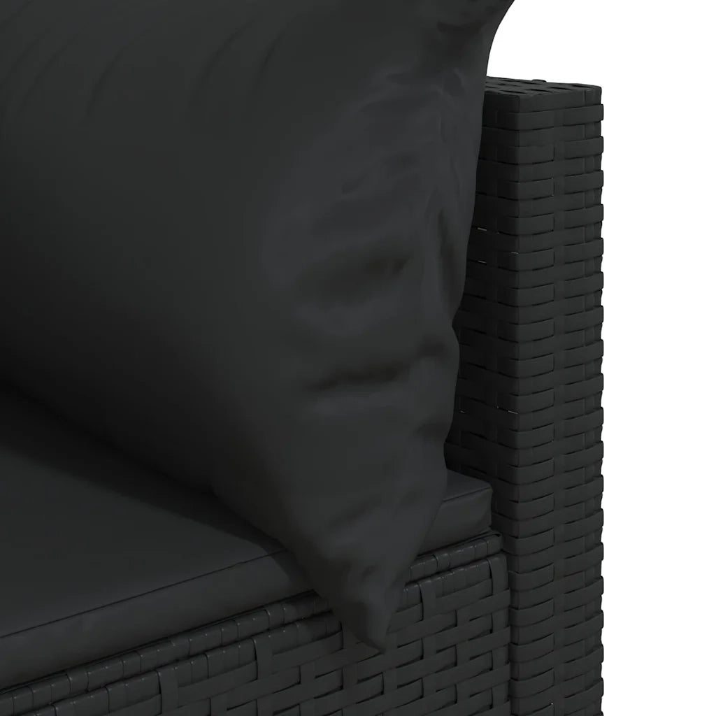 Divani Angolari da Giardino con Cuscini 2pz in Polyrattan Nero 319778
