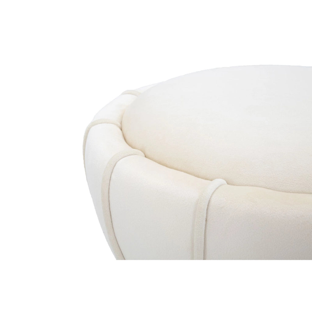 Sgabello Flower crema in tessuto con fascia dorata