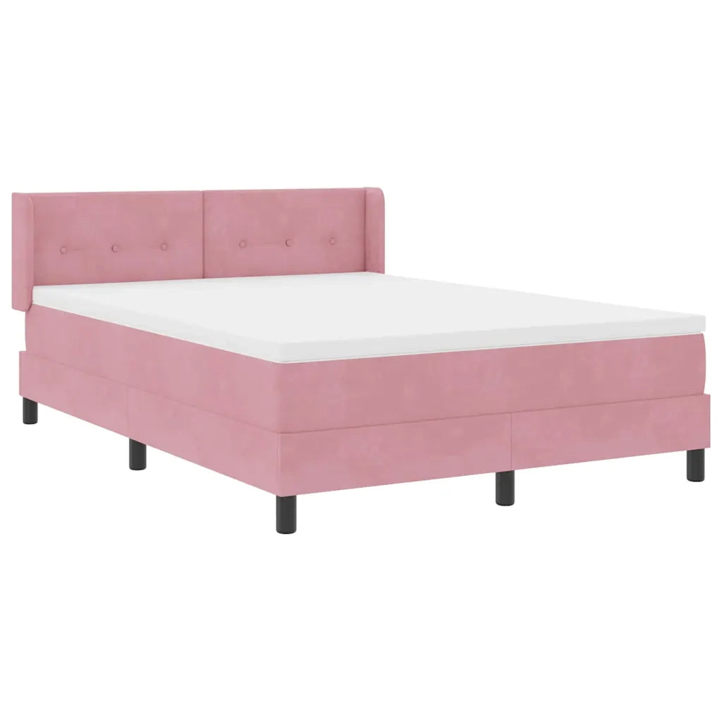 Letto a molle con materasso Rosa 200 x 140 cm Poliestere
