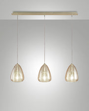 Britton Lampada a Sospensione in Metallo e Vetro Borosilicato Colore Ambra, Attacco E27 3x40W, Design Moderno ed Elegante per Interni IP20