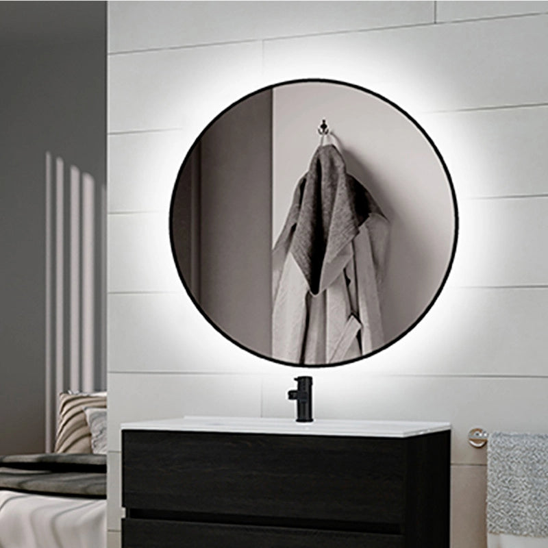 Heracles Specchio da bagno con illuminazione LED frontale e decorativa, AC 230V 50Hz, 34W, Tecnoplastica e Vetro