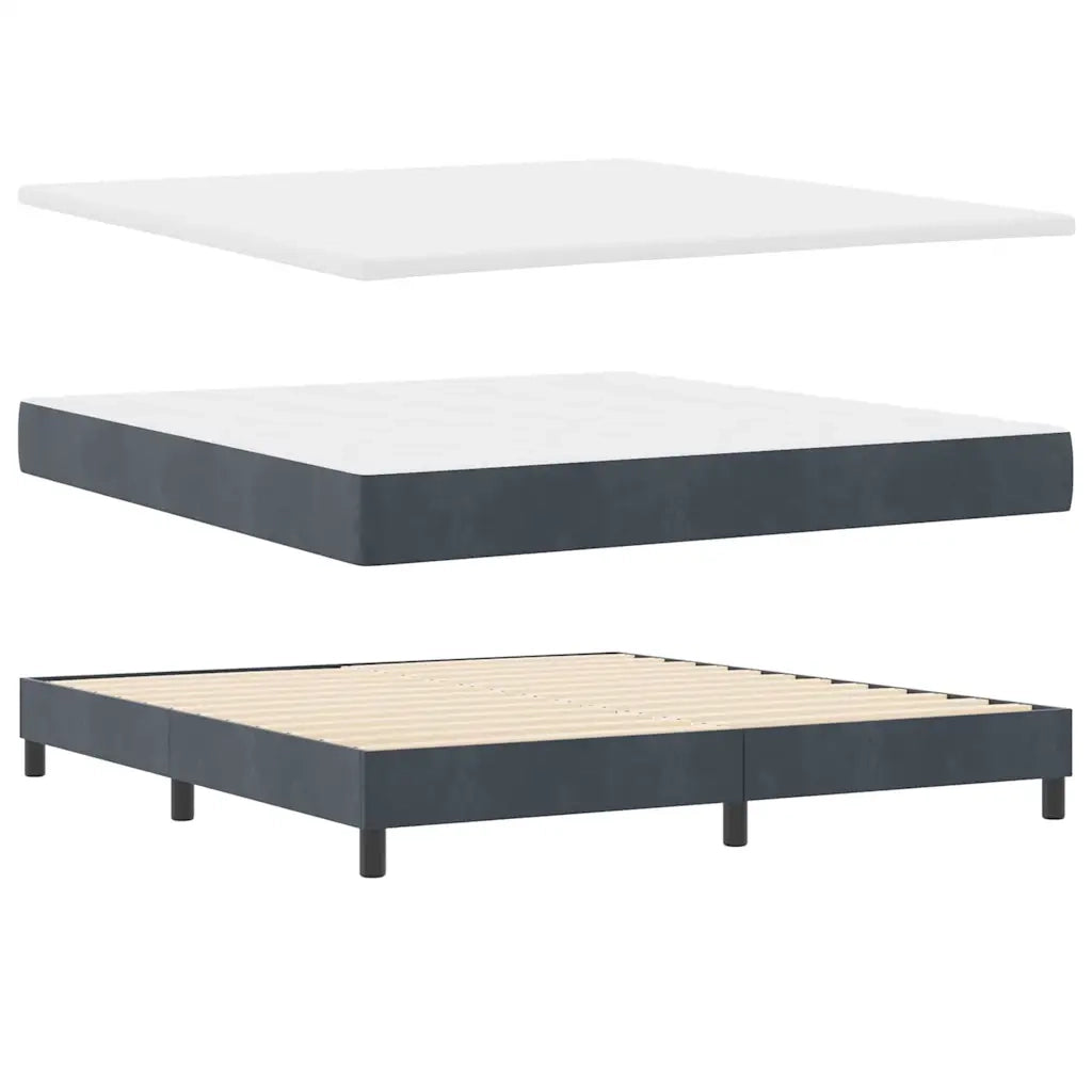 Letto a Sorgente LED con led Grigio scuro 180 x 200 cm Velluto