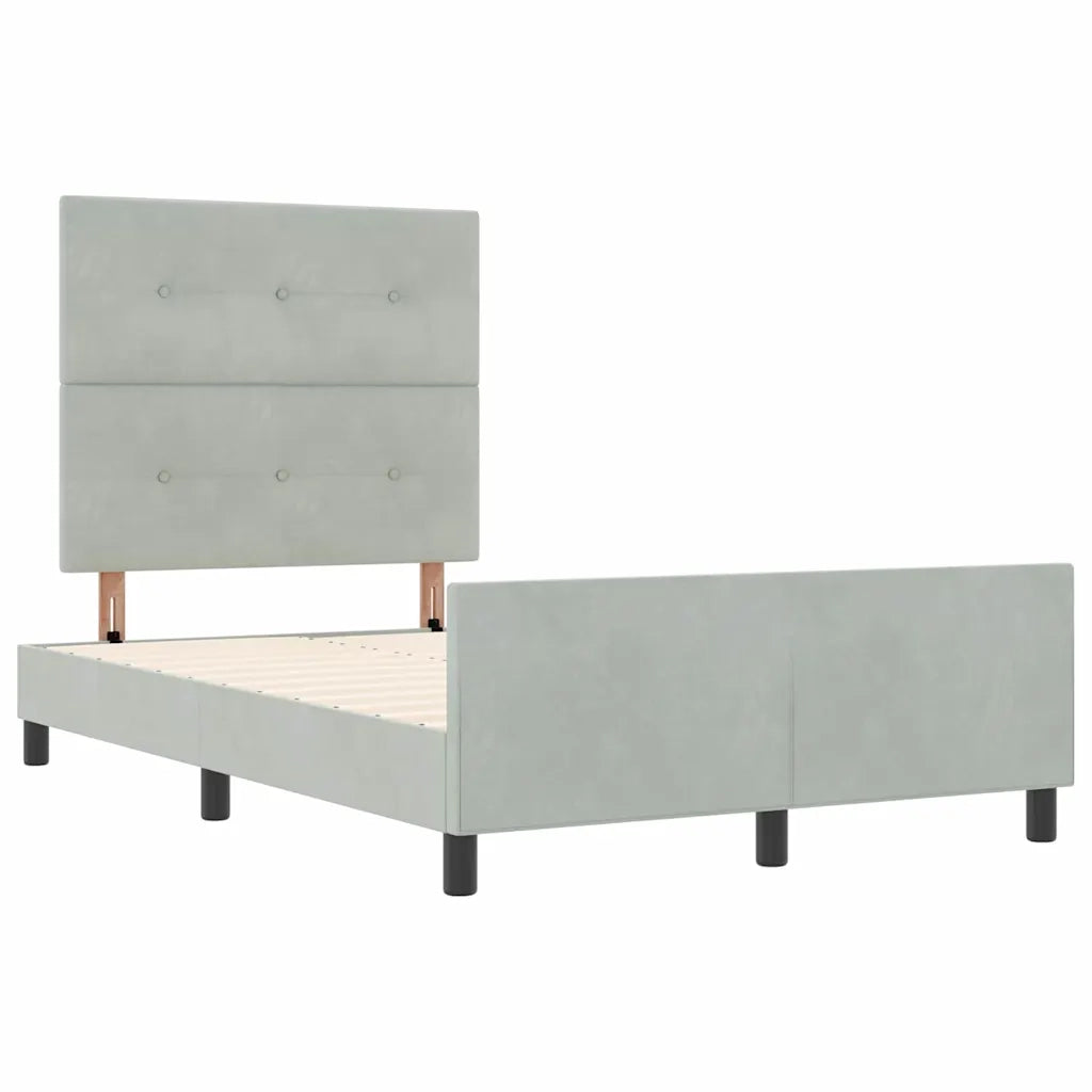 Letto a molle con testiera Grigio chiaro 120 x 190 cm Velluto 3344927