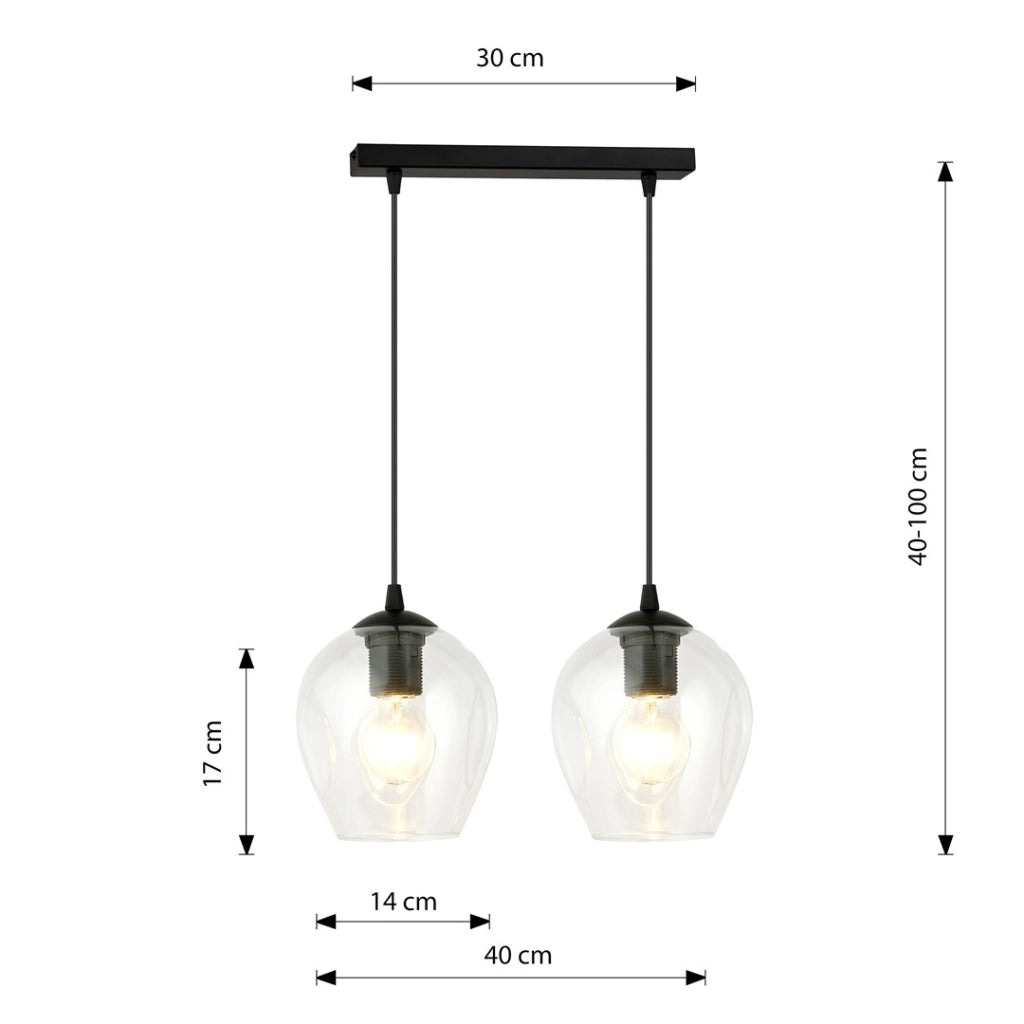 Lampada a sospensione Emibig Istar 2, 2xE27 vetro nero