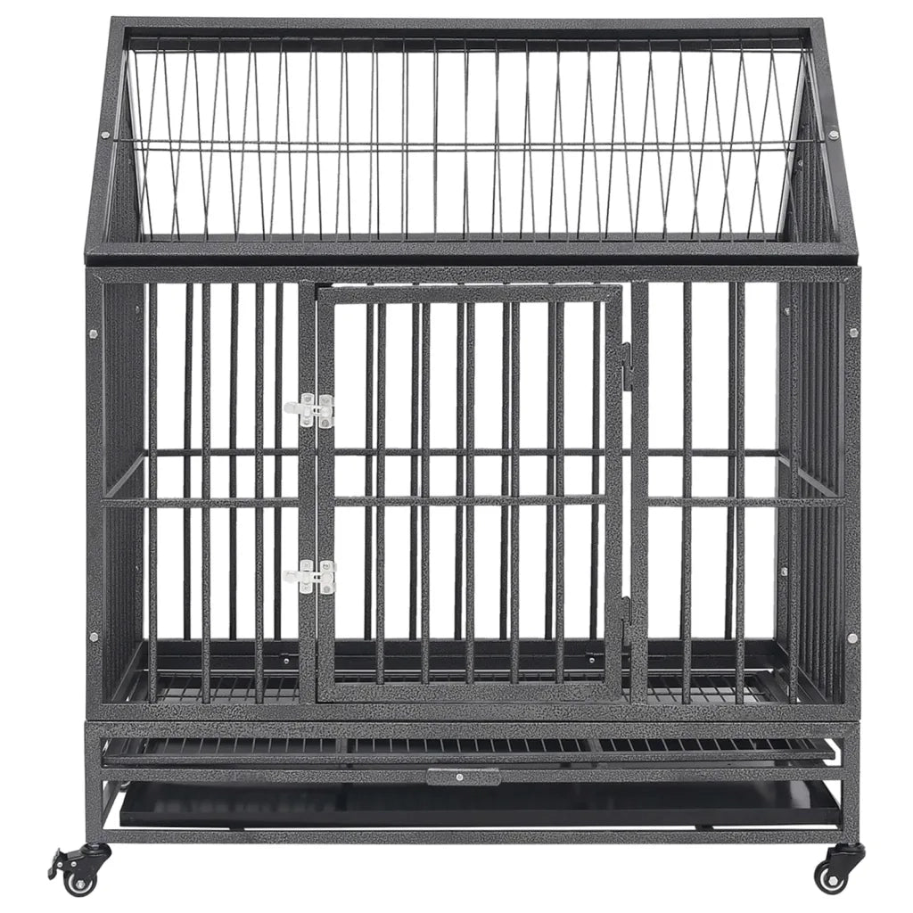 Gabbia per Cani con Ruote in Acciaio e Tetto 92x62x106 cm CFW3351845