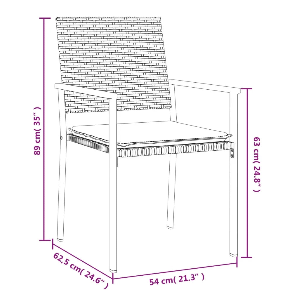 Set Pranzo da Giardino 7 pz con Cuscini in Polyrattan e Acciaio 3187006