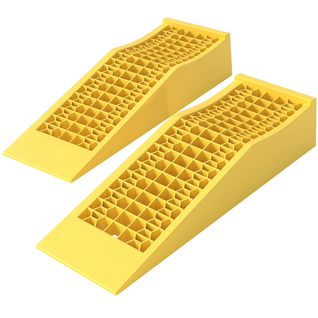 Set 2 Rampe di Carico in Plastica per Auto con Capacit¨¤ 3 Tonnellate e Superficie Antiscivolo, Giallo
