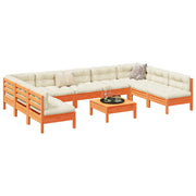 Set Divani Giardino 10pz con Cuscini Marrone Cera Massello Pino 3299600