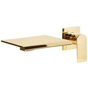 Rubinetto a cascata per lavabo a parete in ottone oro monocomando