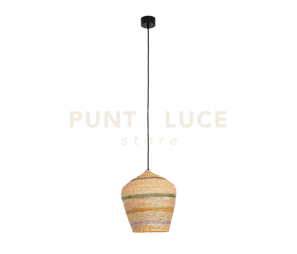 SOSPENSIONE Zambelis BAMBOO CON PARALUME OVALE E BASE NERA