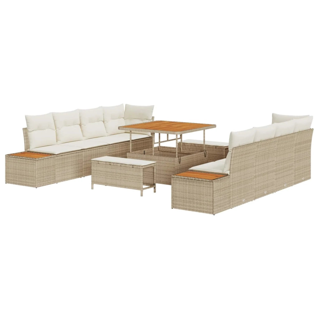 Set Divano da Giardino con cuscino 11 pcs Beige e Crema 3363286