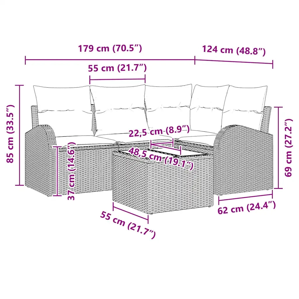 Set Divano da Giardino Marrone polyrattan 3346028
