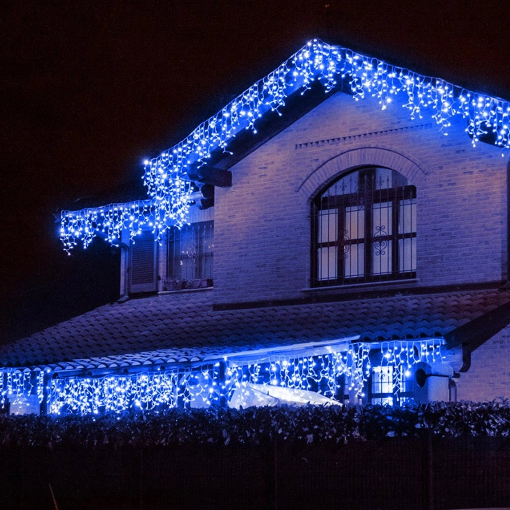 Trade Shop - Tenda Luminosa Natalizia 150 Led Con Flash Luce Blu 3mt Esterno Prolungabile -