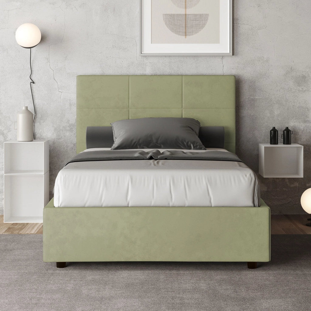 Letto 1 Piazza e Mezzo 120x210 cm Senza Rete Mika Tè verde