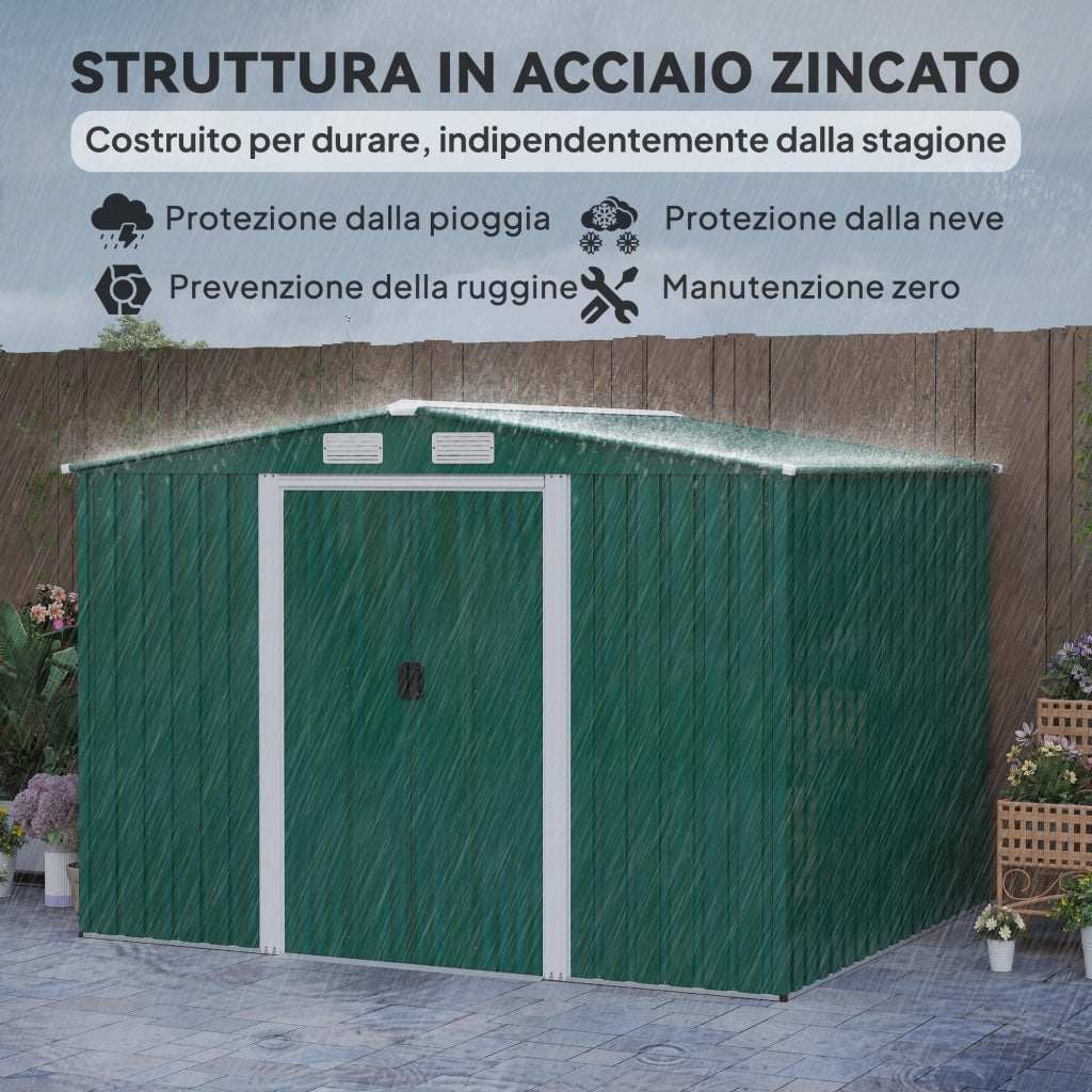 Capanno da Giardino in Acciaio ¨C Minimal ¨C Verde, 258x206x178cm