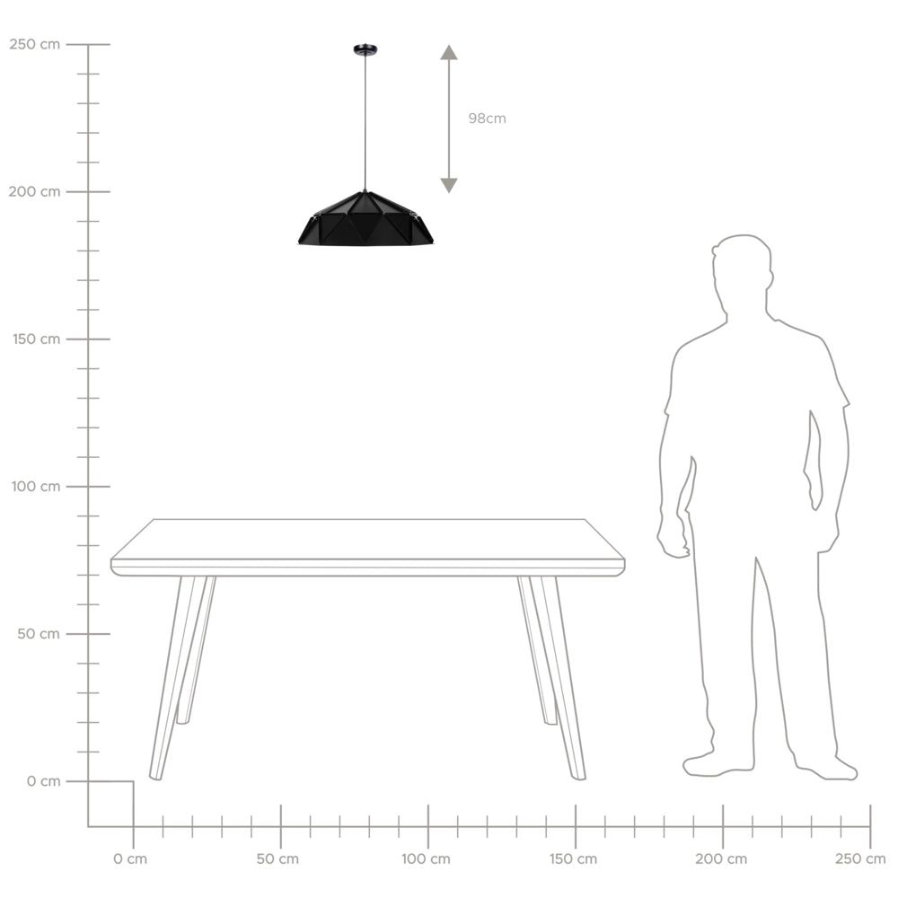 Lampada a Sospensione in Metallo Nero Forma Geometrica 1 Luce Moderna