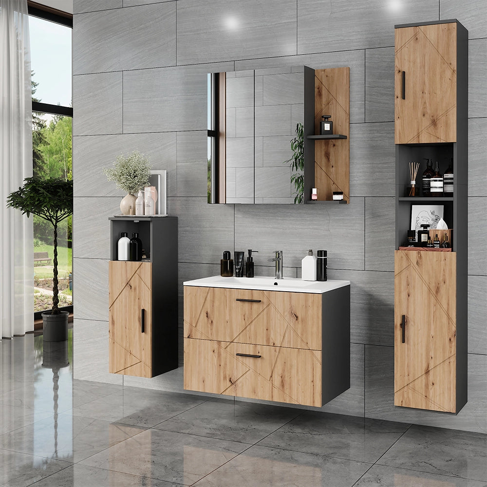 Vicco Set di mobili da bagno Antracite 5 parti