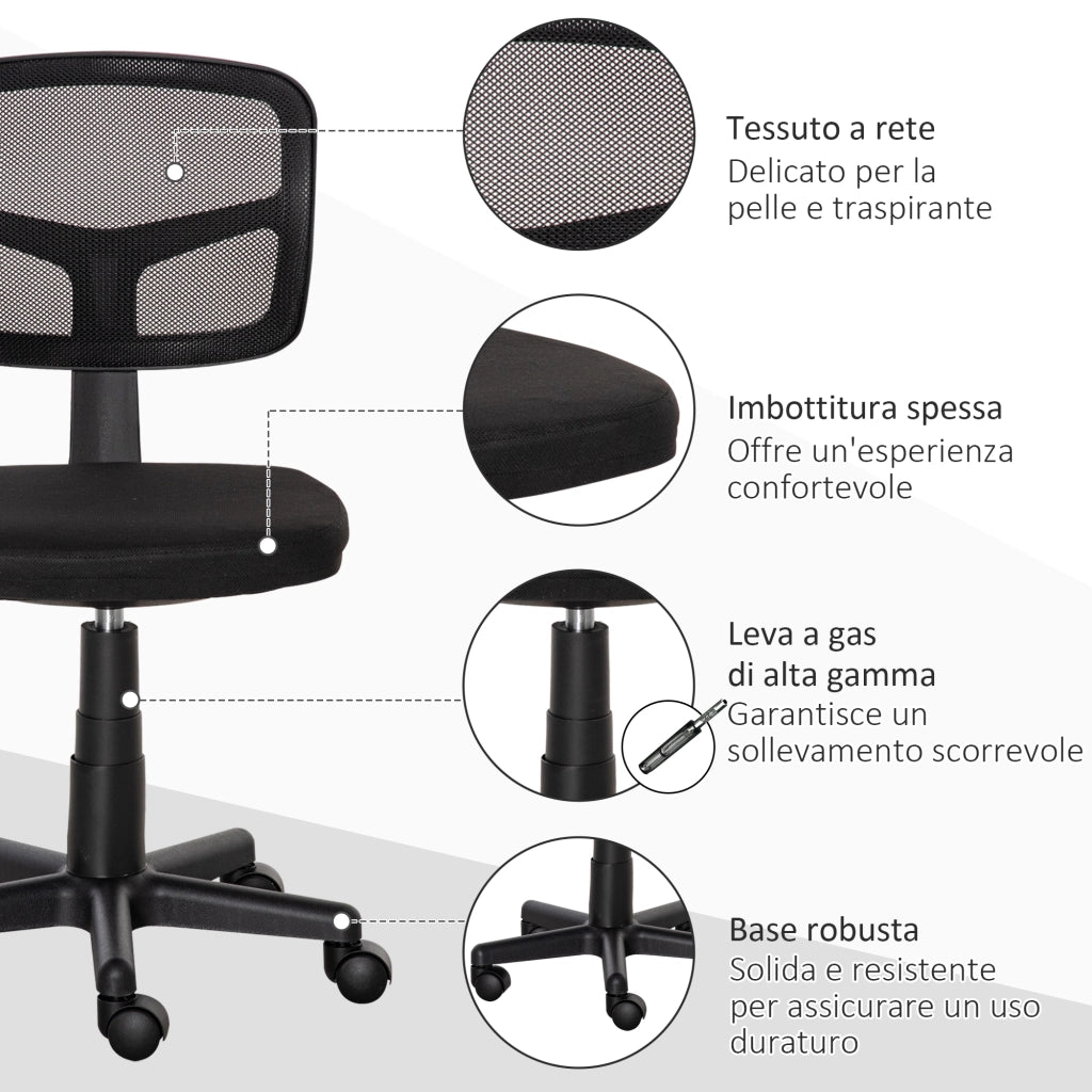 Sedia Ergonomica da Ufficio ¨C Minimal ¨C Rete, Regolabile in Altezza, Nero