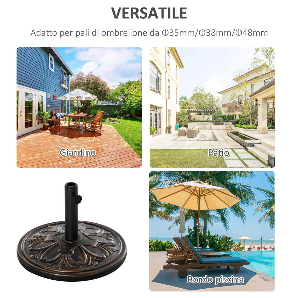 Base per Ombrellone Rotonda ¨C Xylo ¨C Plastica Bronzo ?48x34cm 13kg