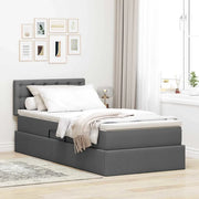 Letto con contenitore e materasso Grigio scuro 100 x 200 cm