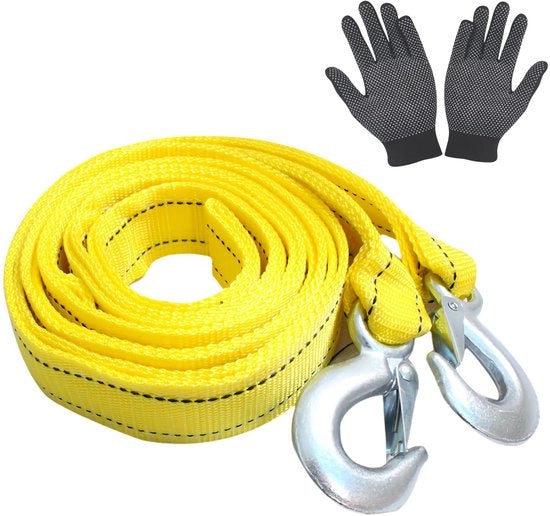 Cavo di Alimentazione per Campo Esterno 4 Metri 5000 kg - Resistente - 2 Ganci per Campo Esterno - Anello U - Manopole - Strisce Riflettenti - Barra di Campo Esterno