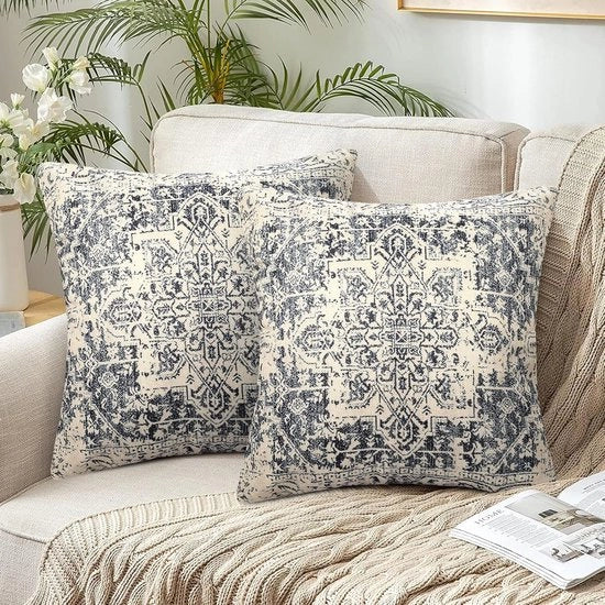 Set di cuscini boho - Stili retro - Insacchetti da 2 - 40x40 cm - Lino