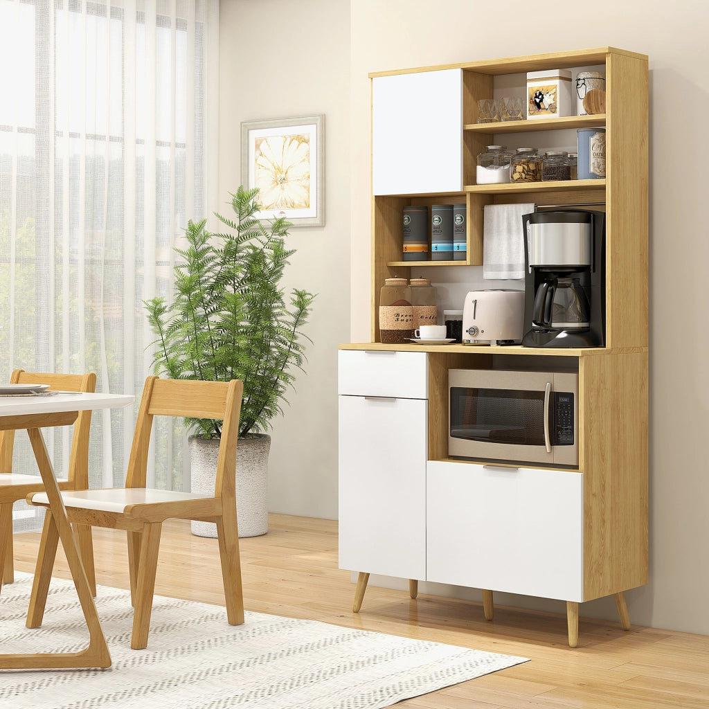 Armadio Cucina con Ante, Cassetti e Ripiani Regolabili ¨C Zephmum ¨C 93x40x180 cm