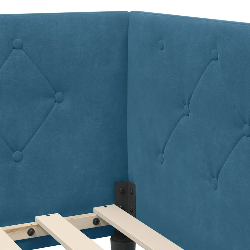 Cornice del letto ad angolo Blu 100 x 200 cm Velluto 42016615