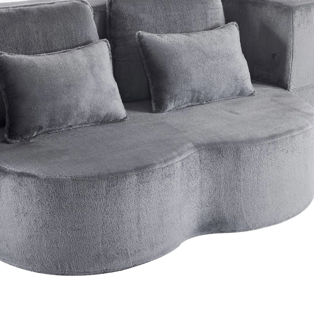 Divano Letto Pieghevole Grigio Blu ¨C Xylo ¨C Flanella, 4 Cuscini