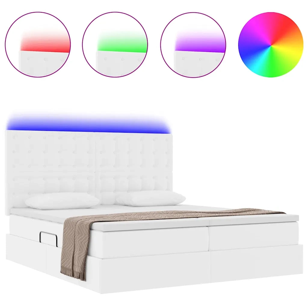 Letto con contenitore e LED Bianco Puro 180 x 200 cm