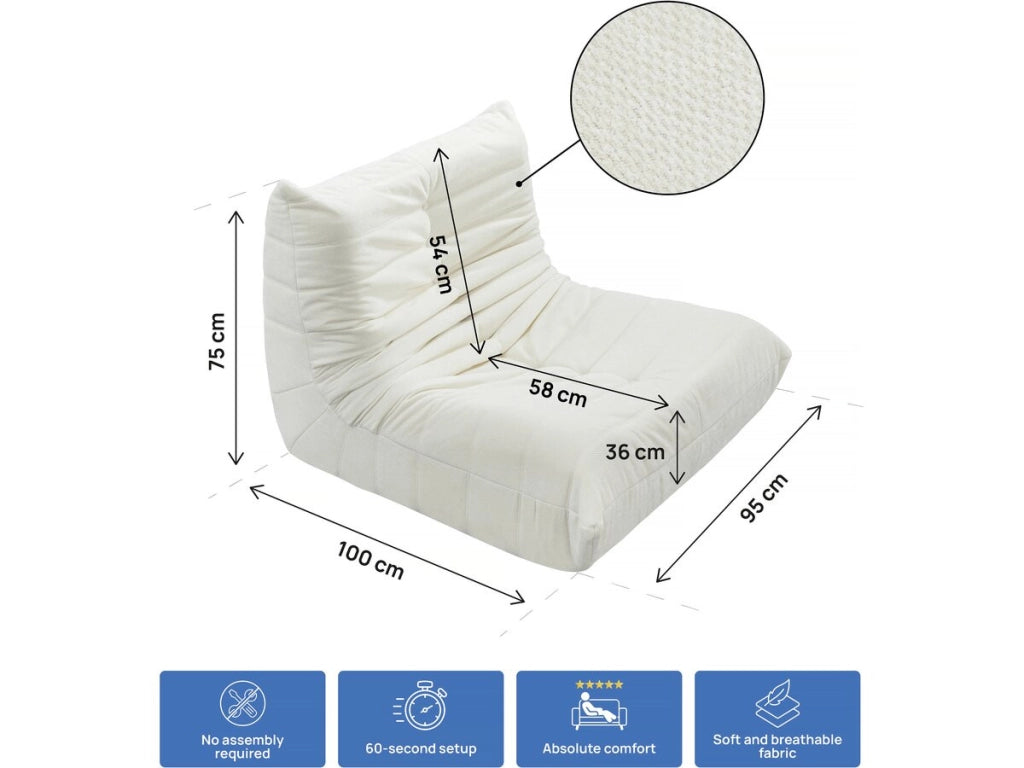 Set di 2 poltrone componibili in tessuto texturizzato "Velasca" - Crema
