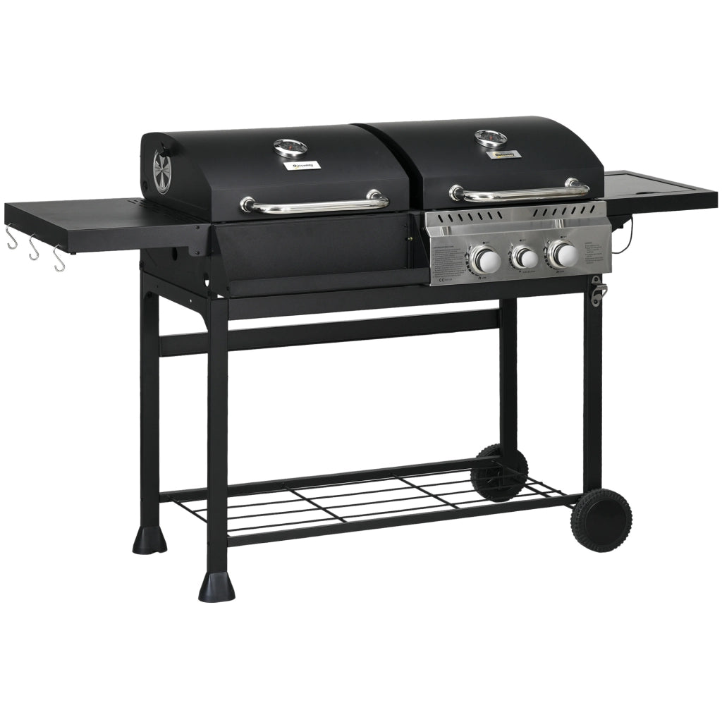 Barbecue a Gas con Termometro ¨C Xylo ¨C Nero e Argento 161x54x103 cm