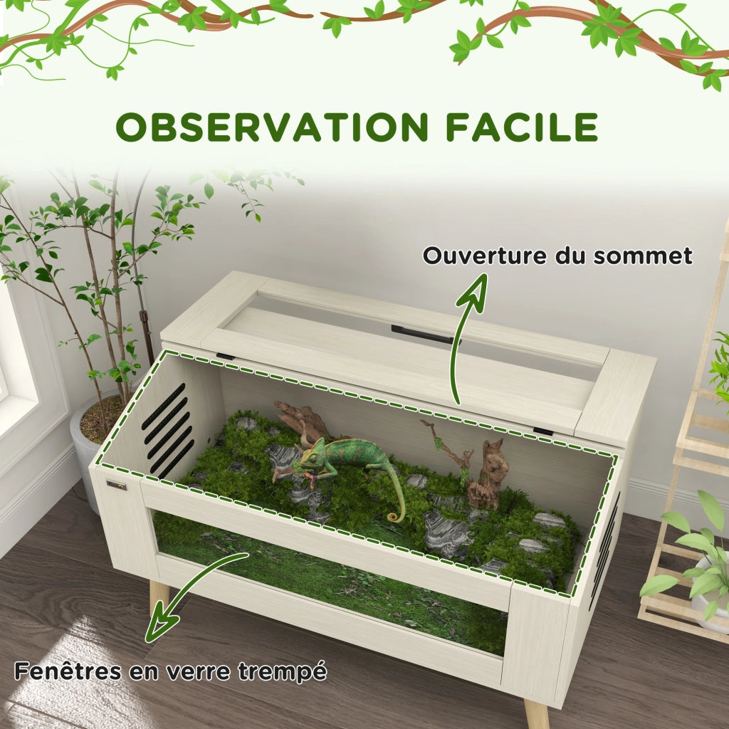Terrario per Rettili ¨C Minimal ¨C 100x50x60 cm, Finestre in Vetro Temperato
