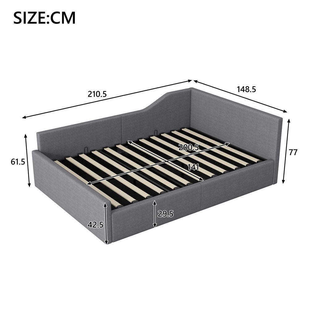 Letto Contenitore Imbottito 140x200 ¨C MINIMAL ¨C Grigio