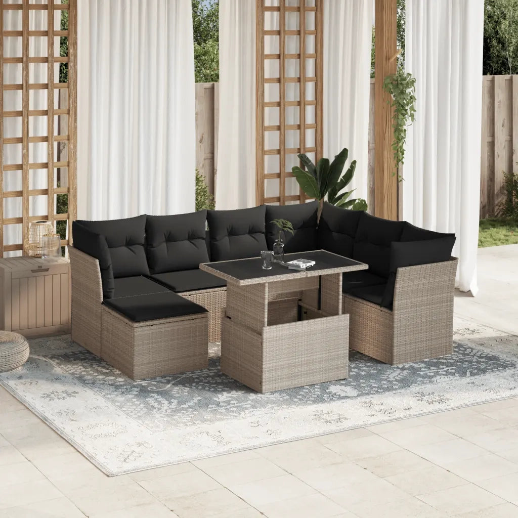 Set Divano da Giardino 8pz con Cuscini Grigio Chiaro Polyrattan 3266762