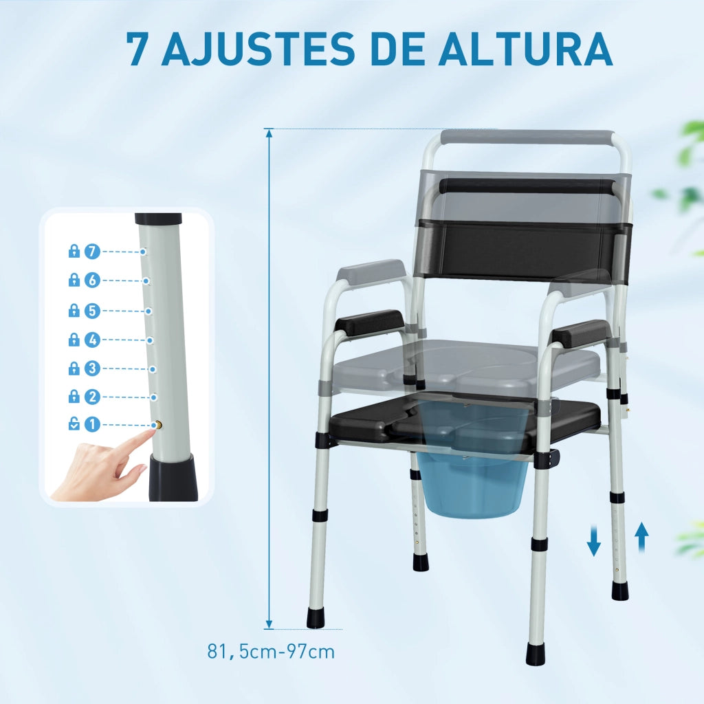 Sedia Pieghevole da Bagno ¨C Minimal ¨C Nero, 150 kg