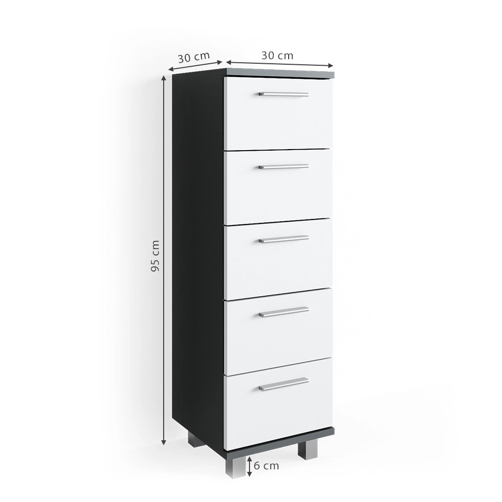Vicco Cassettiera da bagno Antracite 30 x 95 cm