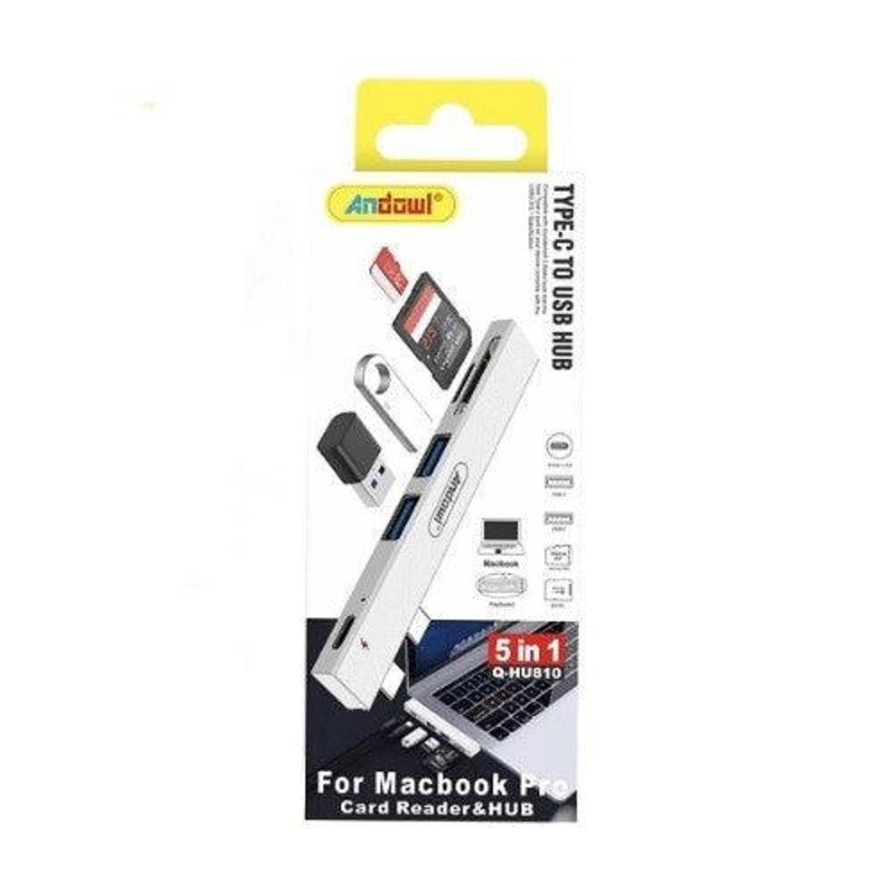 Trade Shop - Hub Usb Q-hu810 5in1 Da Tipo C A Hub Usb Per Macbook Pro Con Connessione Tipo C -
