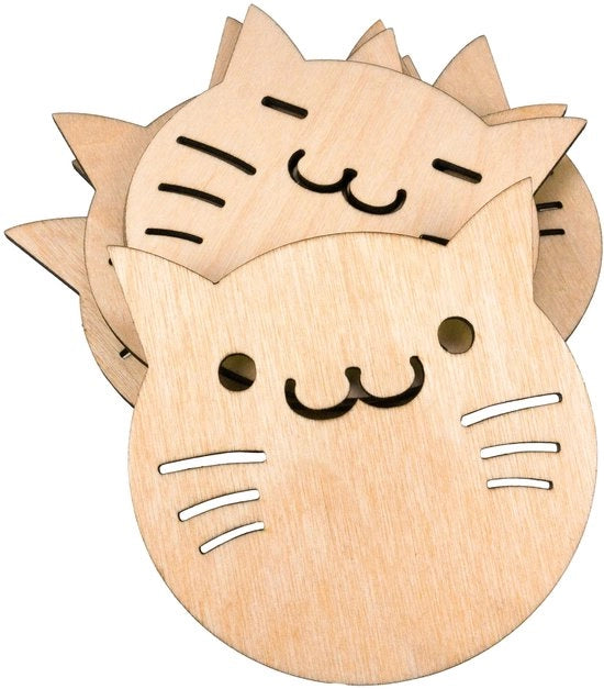 Set di 8 sostegni per gatti in legno - decorazione ideale per gli amanti dei gatti