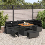 Set Divano da Giardino con cuscino 9 pcs Nero Poly Rattan 3362534