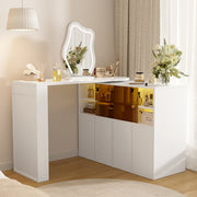 TOELETTO Girevole con specchio LED 177x40x131,5 cm Bianco