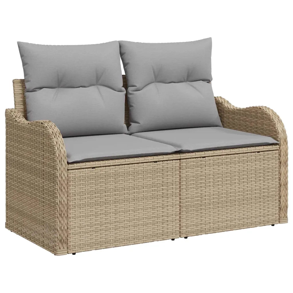 Set Divano da Giardino con cuscino 7 pcs Beige Poly Rattan
