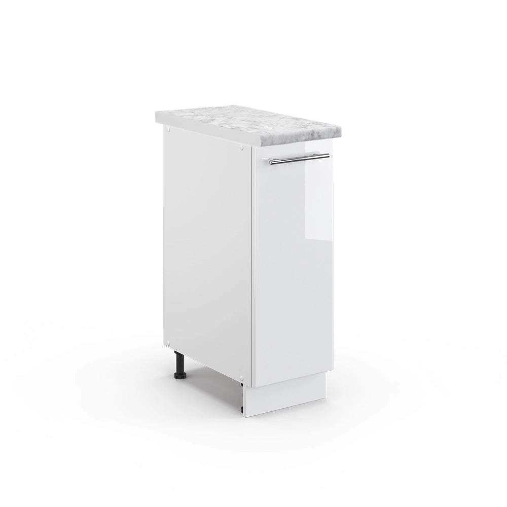 Armadio cucina dispensa alto Fame-Line Bianco lucido/Bianco 30 cm, PL Marmo Vicco