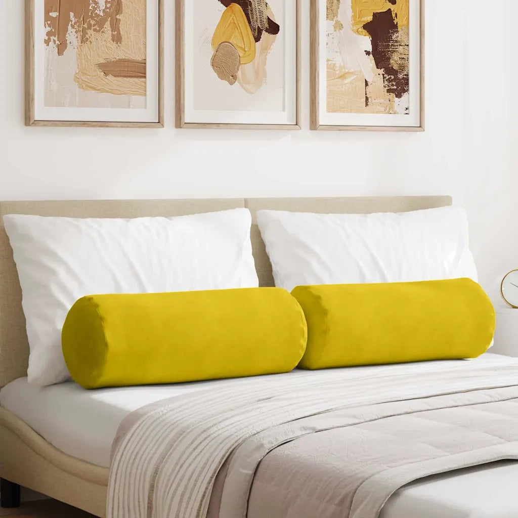 Cuscini a rullo 2 pz | Cuscini per sedie Giallo ? 25 x 70 cm Tessuto in Cords