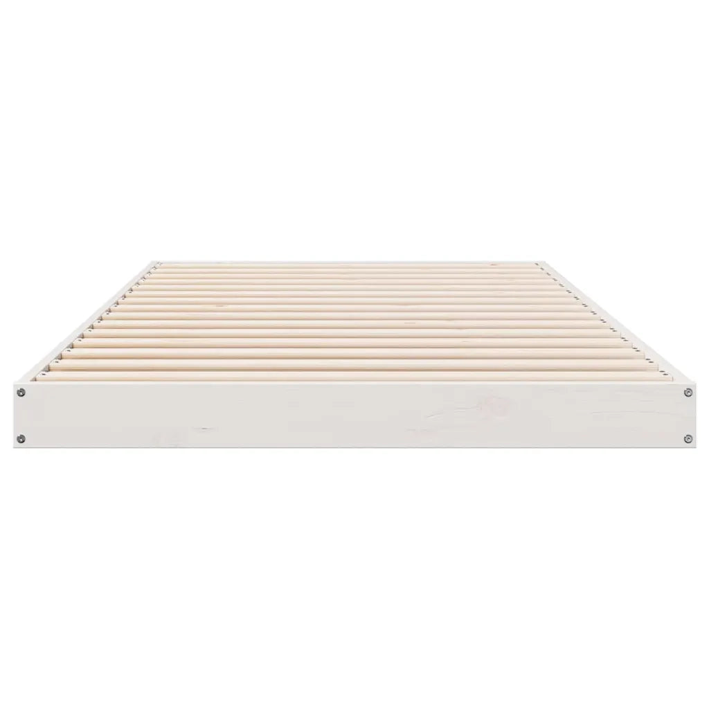 Struttura letto a terra-Giroletto Bianco 100 x 210 cm Pino massello