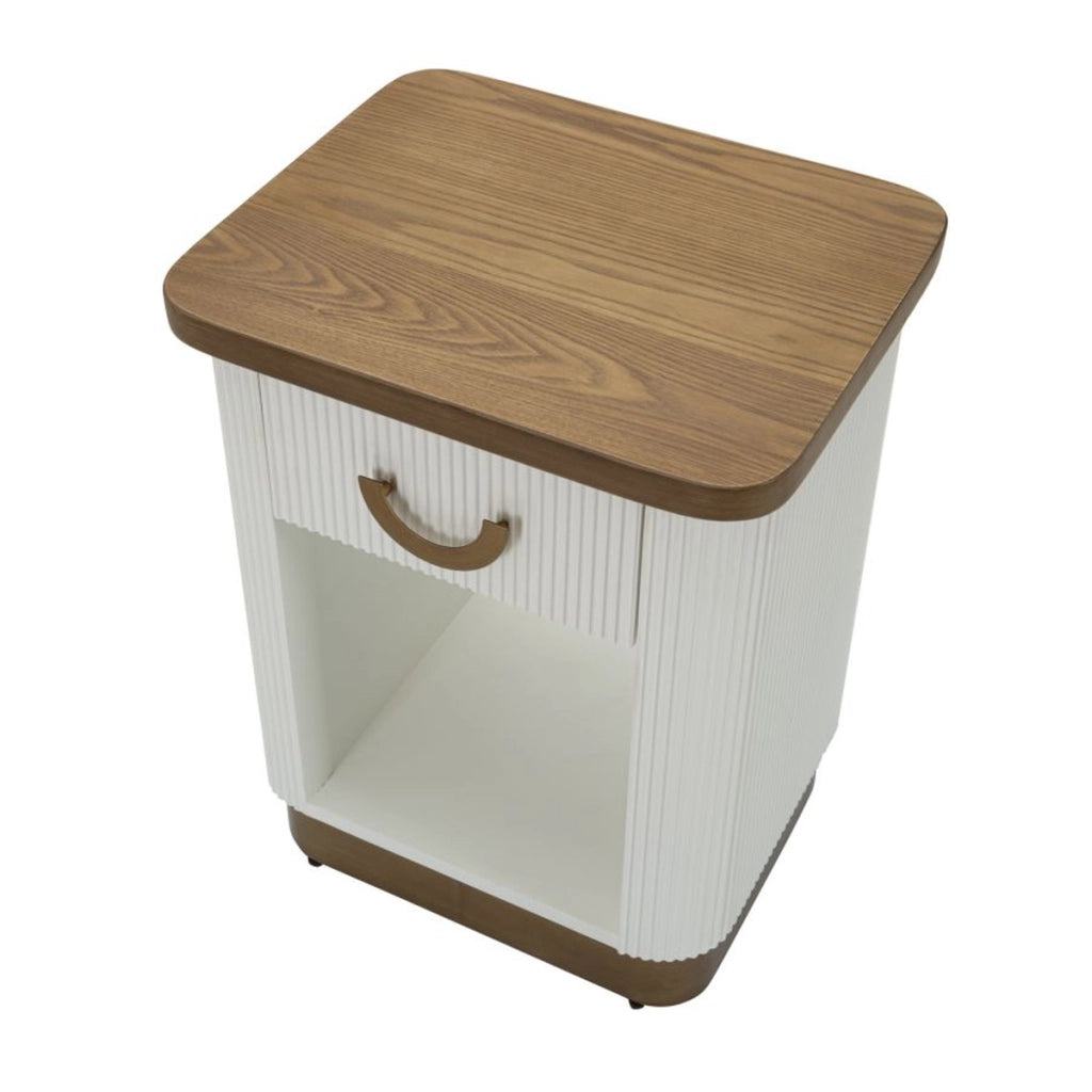 Comodino VKH15, Bianco, MDF, 48x40x62 cm