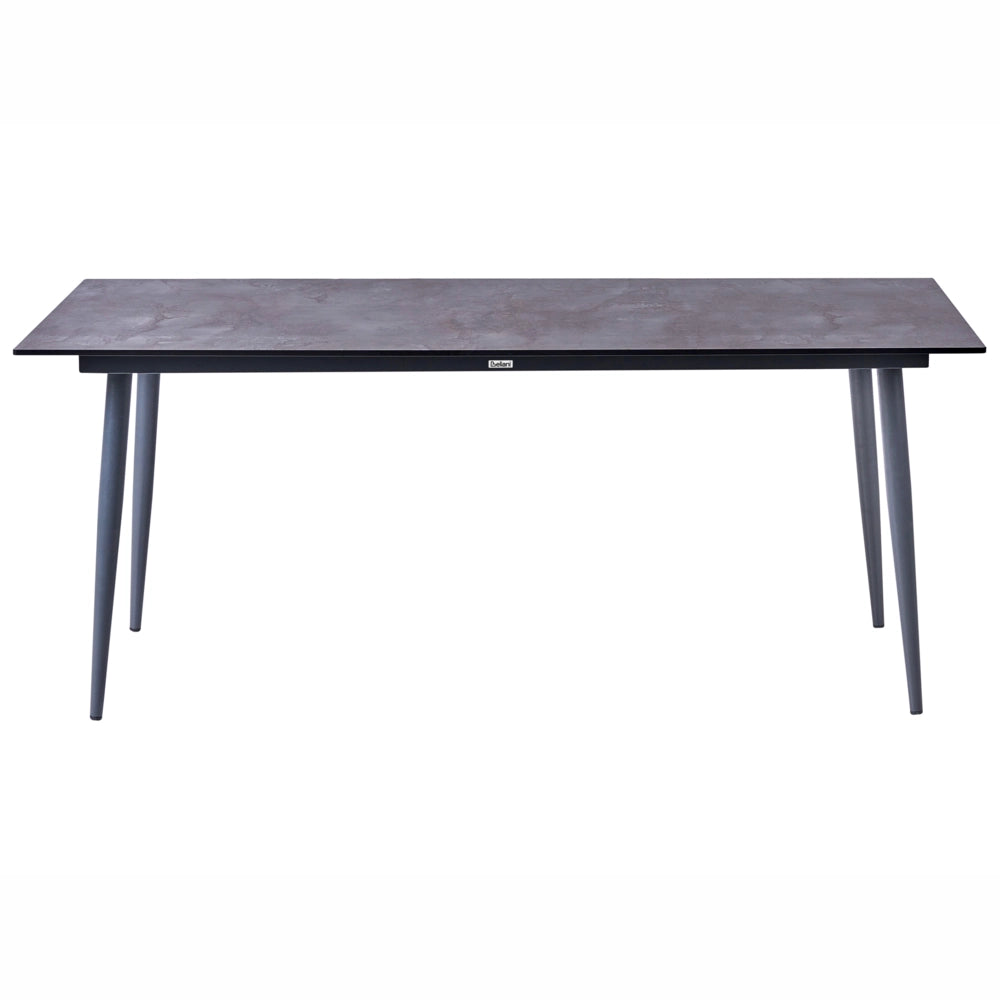 Tavolo da giardino con piano in HPL grigio e struttura in alluminio grigio scuro resistente ai raggi UV all'acqua  per esterni, in stile moderno