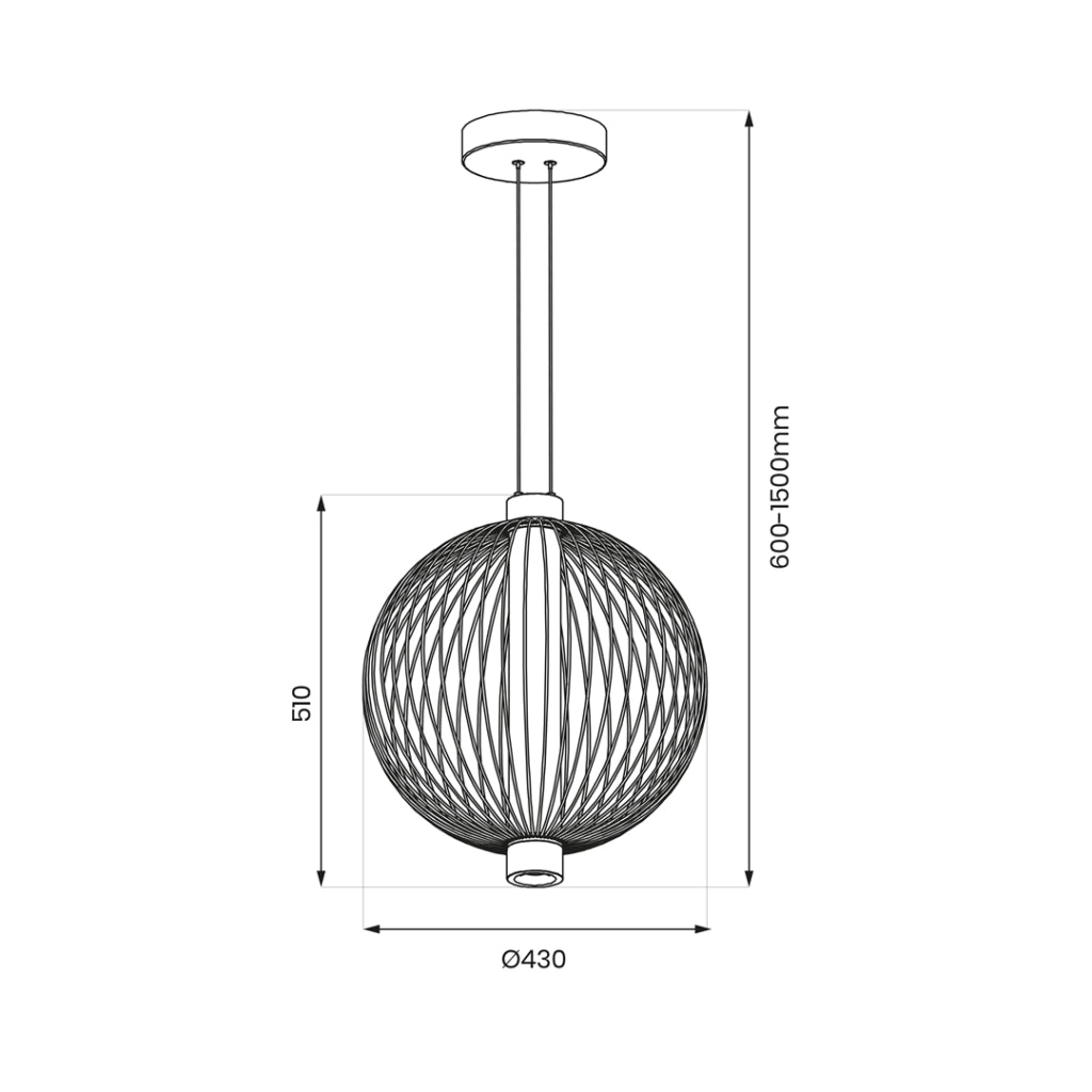 Lampada a sospensione Kyoto Ø43 nera LED 32W Milagro