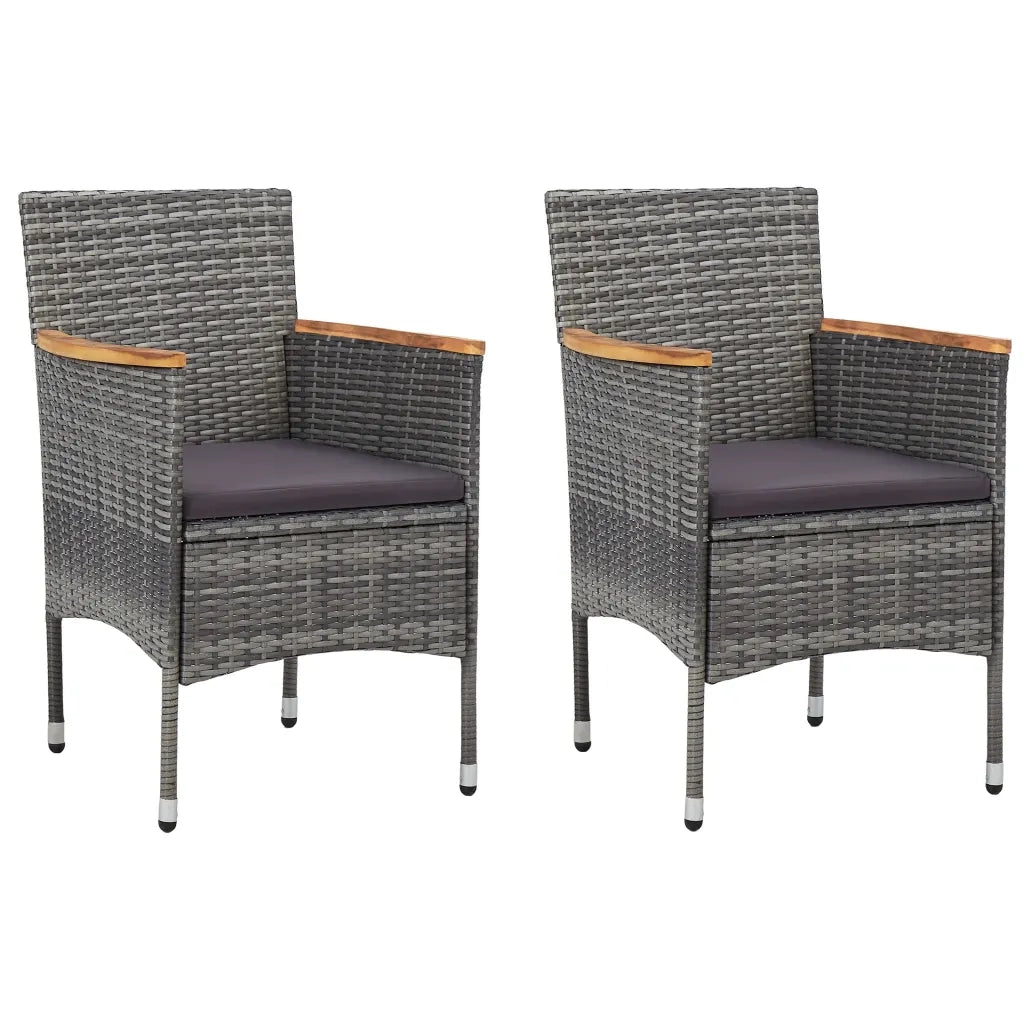 Set da Bistrot 3 pz in Polyrattan e Legno Acacia Grigio 3058367