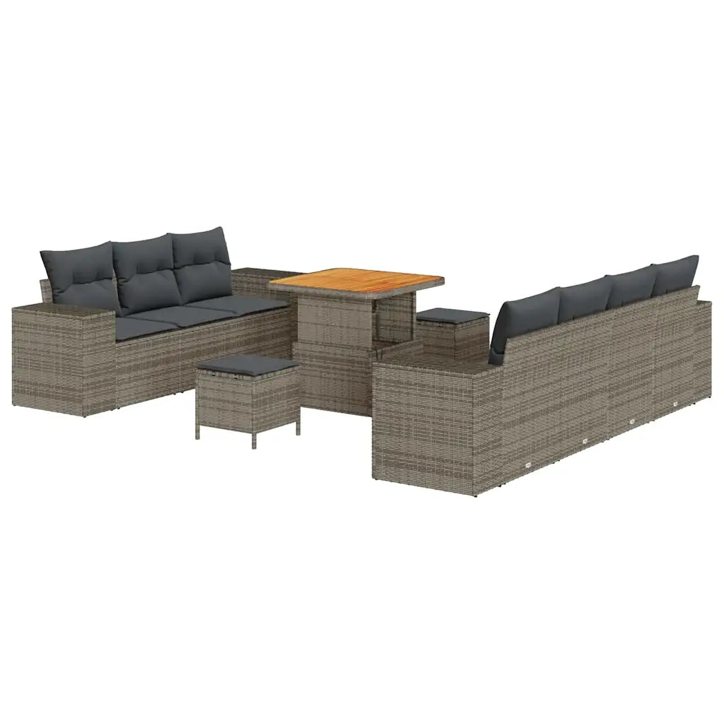 Set Divano da Giardino 10 pcs Grigio polyrattan 3361968